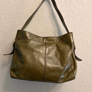 HOBO Olive Green Leather Shoulder Bag